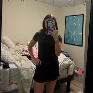 Charcoal color dress from pink! ties on the side 😇